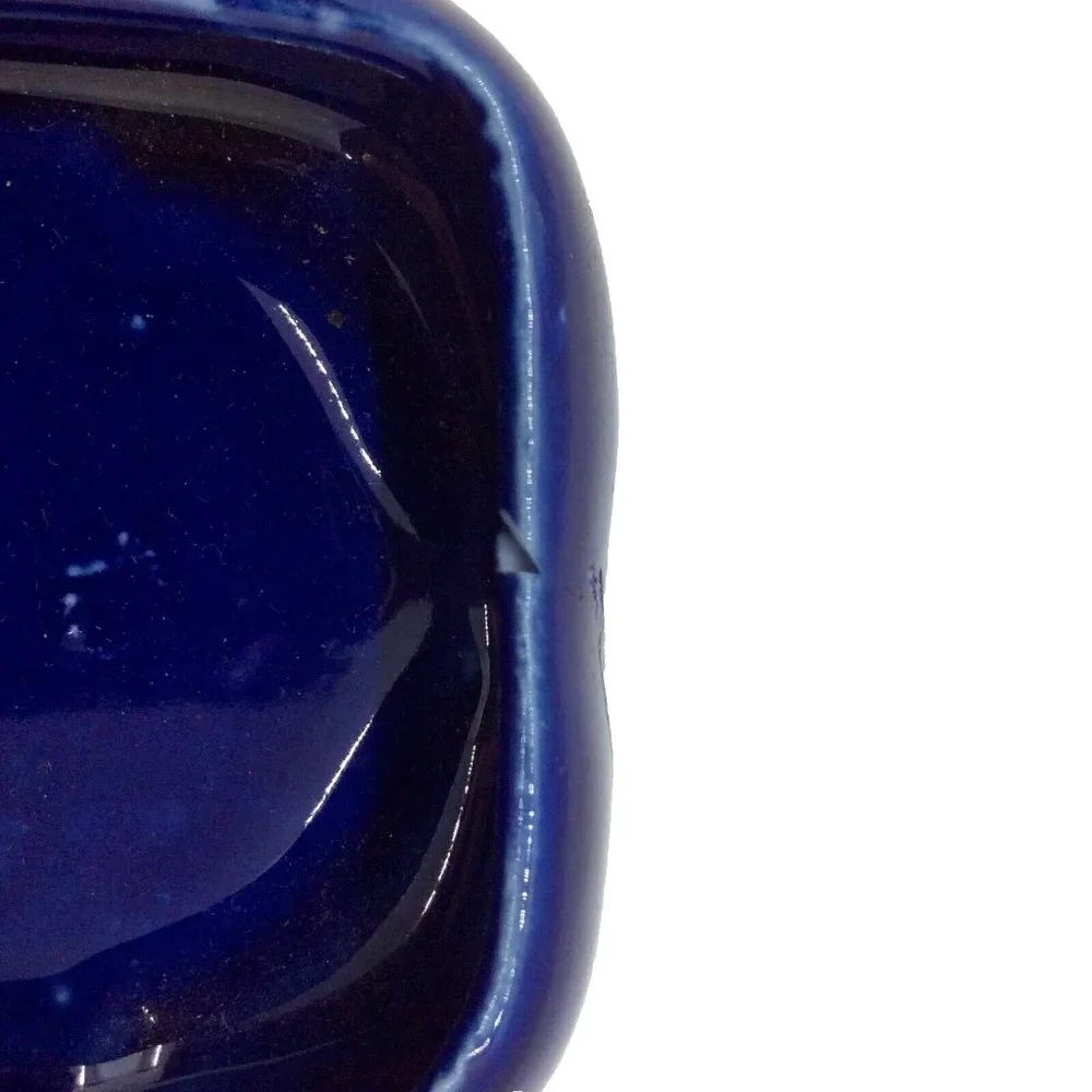 Ceramic Trinket Box Cobalt Blue with Bird Outdoors